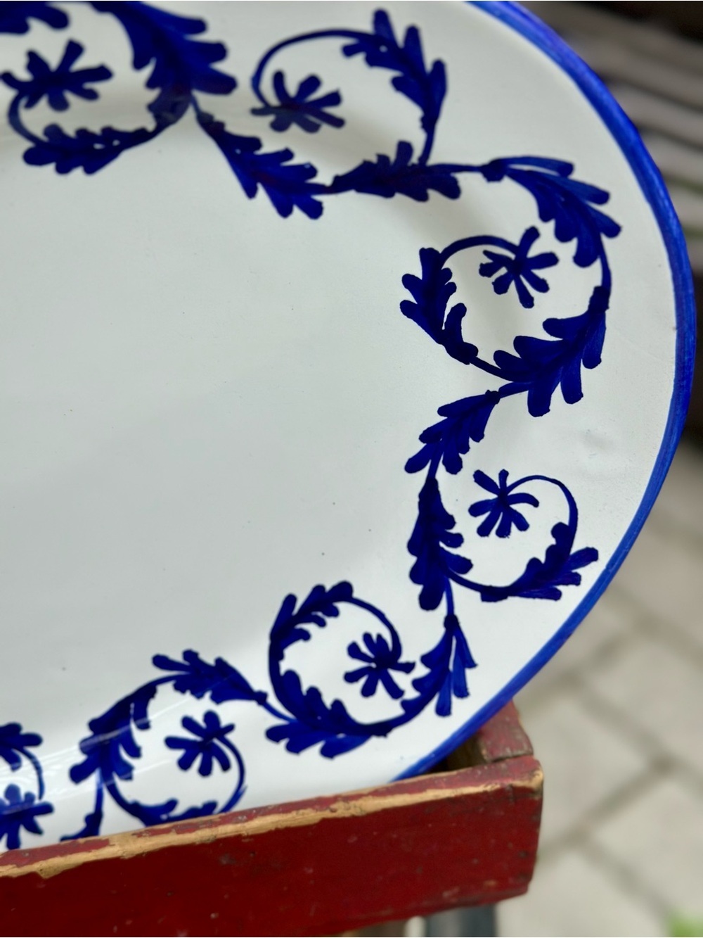 Williams Sonoma Sur La Table Italian Oval Serving Platter Blue Scroll - Picture 2 of 7